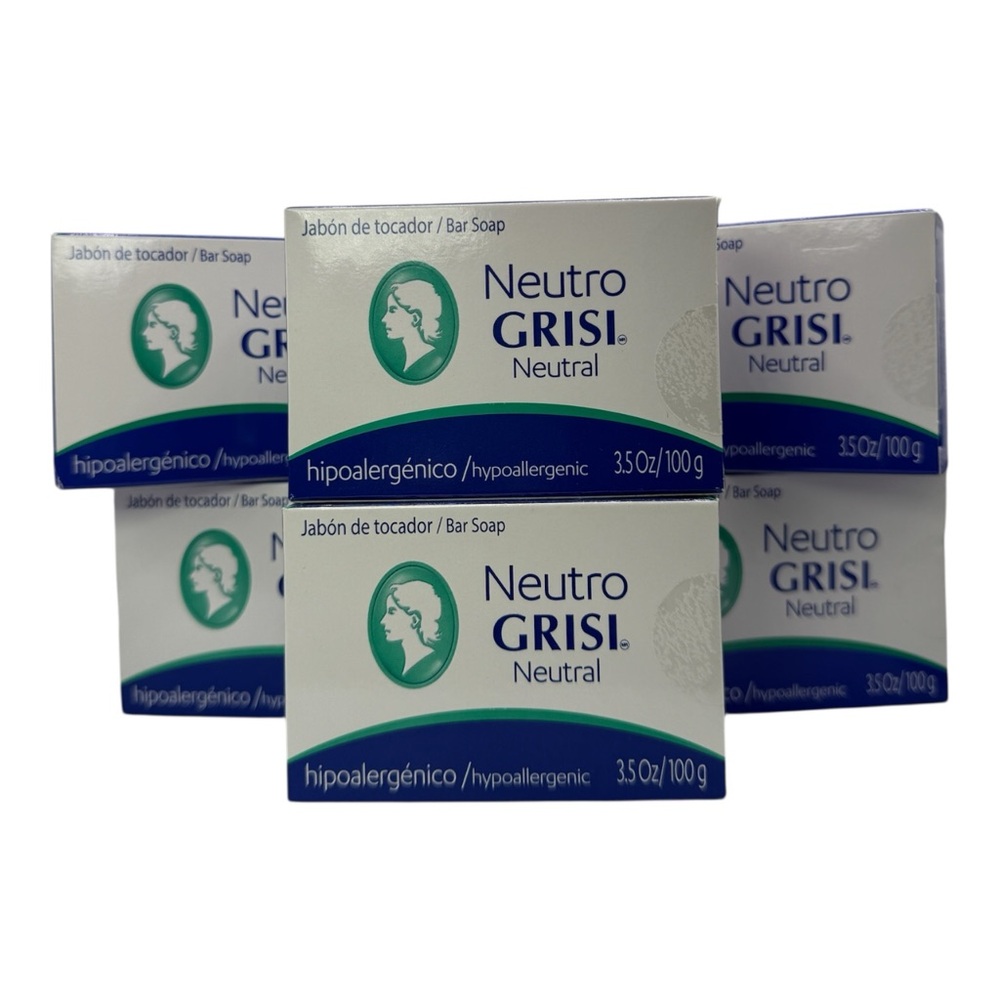 Grisi Neutral Hypoallergenic‎ Soap Bars Pack of 6 Unscented Sensitive Skin
